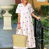 New Women's Polka Dot V-neck Short Sleeve Girdle Dress