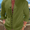 Retro Button Design Long-sleeved Shirt Men's Casual Loose Top Mens Clothing