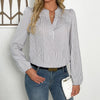 Women's Solid Color V-neck Striped Fashionable Versatile Shirt Top