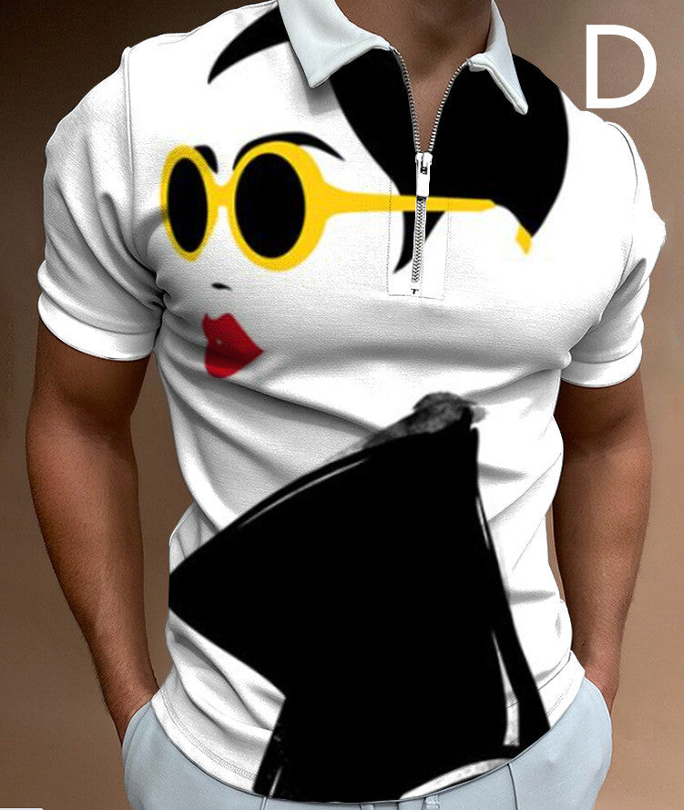 Shirts For Men Face Art Print Short Sleeve Tshirts Streetwear Mens