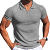 Polo Shirt Lapel V-neck Vertical Striped Short Sleeve Men's T-shirt