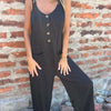 Women's Jumpsuit With Pockets Solid Color Loose Casual Buttons Long Pants Summer