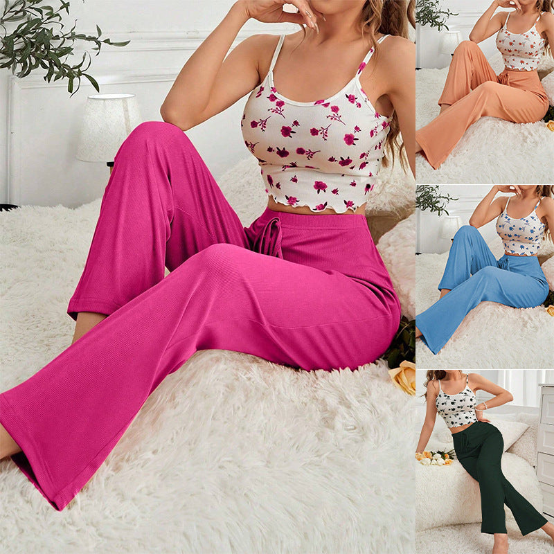 Ladies' Homewear Suspender Trousers Casual And Comfortable Pajamas Suit