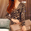 Leopard Print Long Sleeve Waist Slimming Sheath Dress