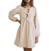 Women's Dress Round Neck Puff Sleeve Cute