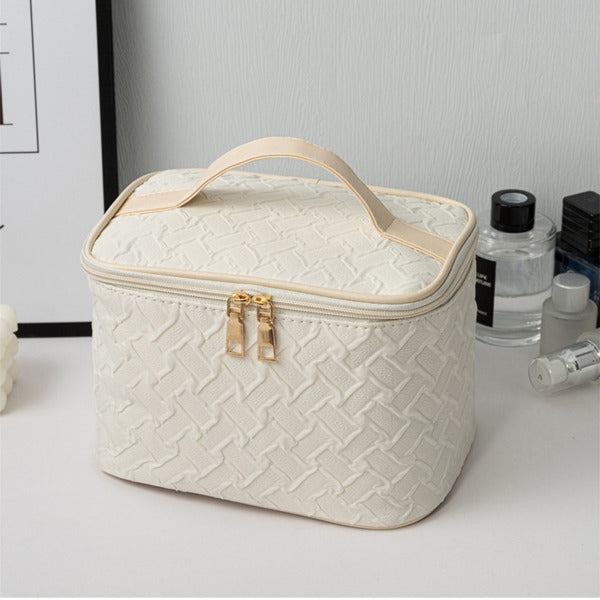 White Large Capacity Portable Travel Makeup Bag