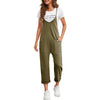 Spring New Women's Casual Solid Color Loose Sling Straight Jumpsuit