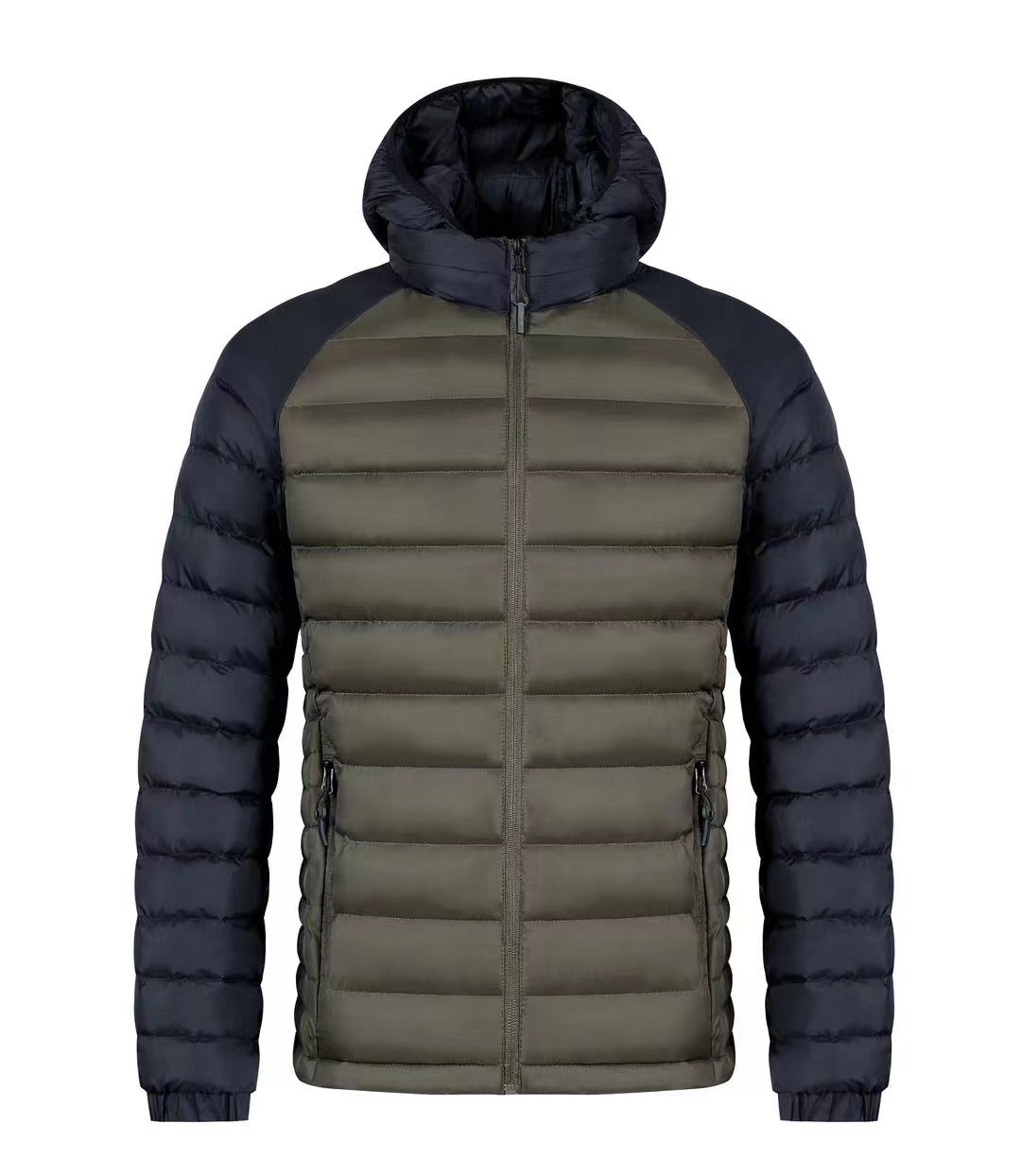 Men's Fleece-lined Thick Hooded Rib Cotton-padded Jacket