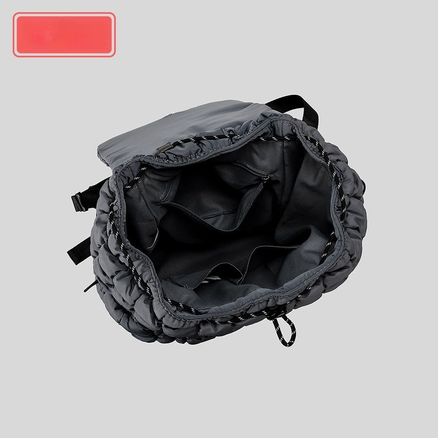 Large Capacity Puff Backpack Women's Pleated Clouds Travel Drawstring