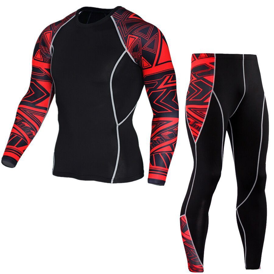 Men's Fashion And Comfort Printed Long Sleeve Gym Suit