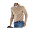 Men's Fashion Casual Long Sleeve V-neck Cashmere Zipper Top