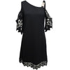 Ladies' Solid Color Off Shoulder Tassel Design Fashionable Dress