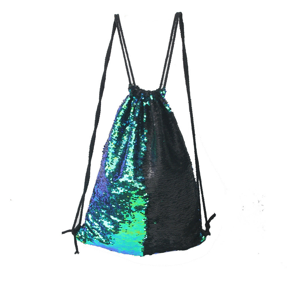 Mermaid sequin sports bag drawstring backpack