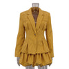 Lapel And Waist Tight Suit Jacket Pleated Pettiskirt Two-piece Suit