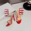 Summer Snake-shaped Rhinestone High Heel Shoes Winding Stiletto Heel