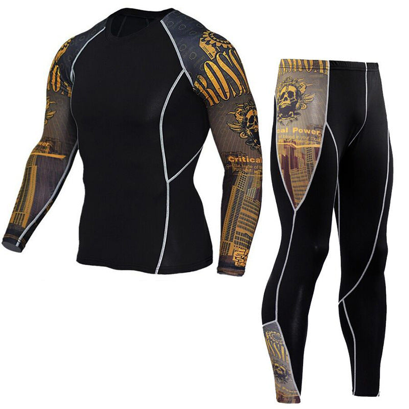 Men's Fashion And Comfort Printed Long Sleeve Gym Suit