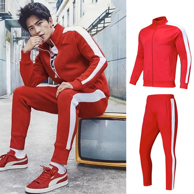 Sports Suit Long-Sleeved Jacket Plus Velvet Two-Piece Casual Morning Jogger Training Sweater Jacket