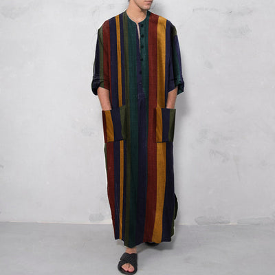 Arab Striped Printed Muslim Men's Robe