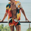 Man Vintage Printing Hawaiian Suits Men Summer Sets Short