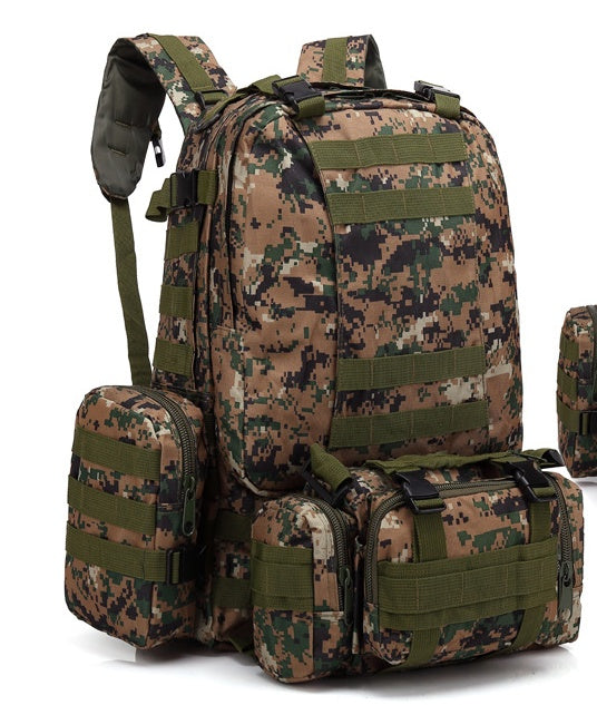 Men's Travel Backpack Oxford Cloth Outdoors Backpack Army Camouflage Tactics Double Shoulder Bag Mountaineering Large Combination Backpack