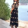 Summer New Short Sleeve Loose Overknee Printed Hollow Dress