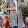 Ladies' Plaid Printed Open Collar Casual Suit Jacket