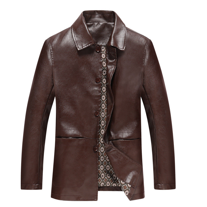 Spring And Autumn Men's Plus Size Leather Coat