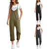 Spring New Women's Casual Solid Color Loose Sling Straight Jumpsuit