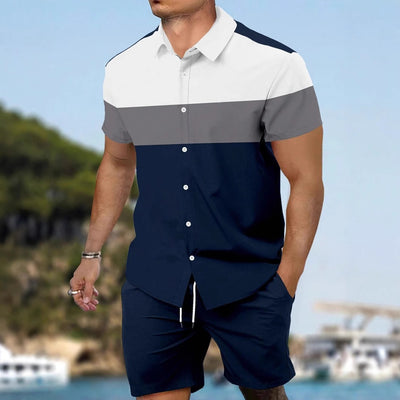 Men's Loose Casual Geometric Short Shirt