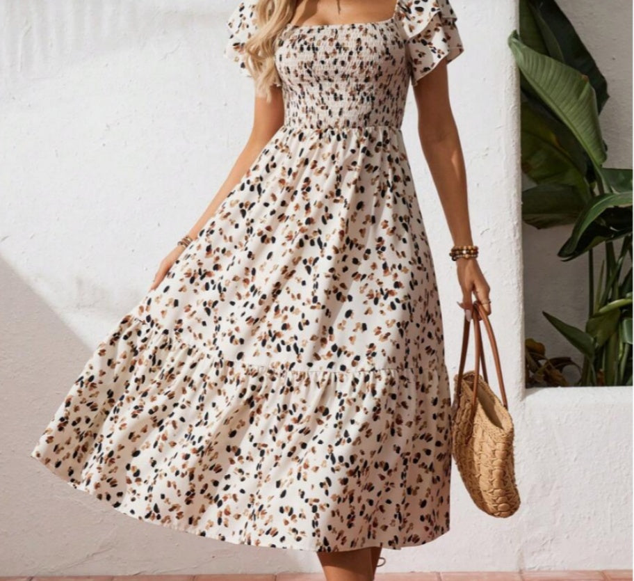 Summer Print Halter Ruffle Dress For Women