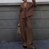 Women's Fashion Lace-up Shirt Trousers Suit