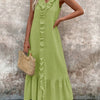 Solid Color Sleeveless Cotton Linen V-neck Swing Dress