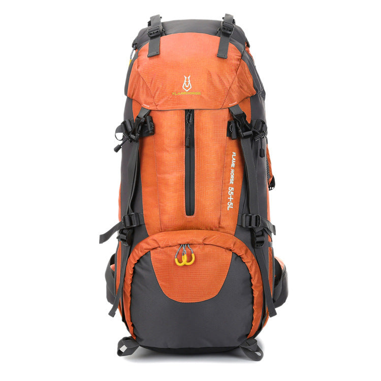 Mountaineering waterproof outdoor sports nylon bag Wild camping backpack Rainproof 60L mountaineering bag wholesale