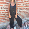 Women's Jumpsuit With Pockets Solid Color Loose Casual Buttons Long Pants Summer