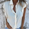 Solid Color Satin Casual Loose Button Short Sleeve