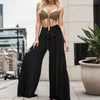 Women's Fashion Tie Elastic Waist Pleated Wide-leg Pants