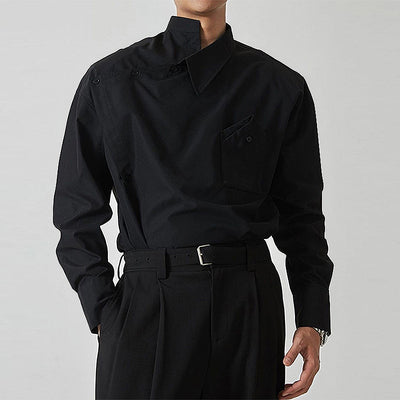 Irregular Lapel Shirt French Men's Clothing