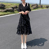 Black Polka Dot Puff Sleeve Short Sleeve Dress Women