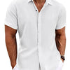 Men's Solid Color Loose Linen Short-sleeved T-shirt