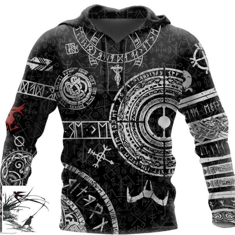 Viking Odin Tattoo D Printed Men hoodies