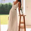 V-neck Sleeveless Stitching Big Swing Long Dress