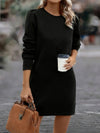 Women's Midi Dress Round Neck Long Sleeve Solid Color Dress