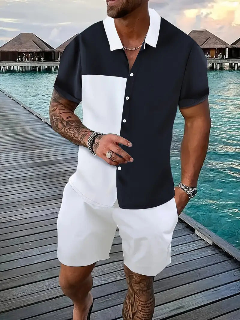 Men's Loose Casual Geometric Short Shirt