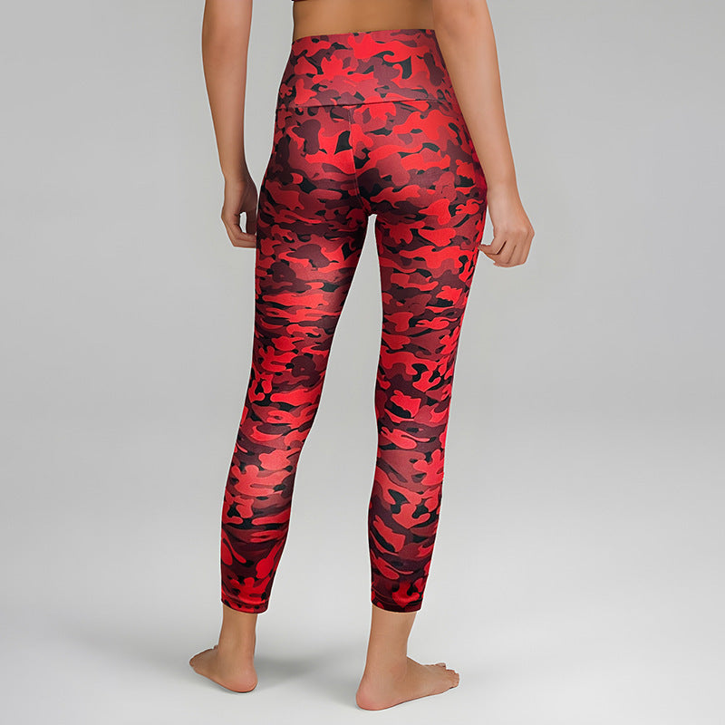 Lover Red Camouflage Print Yoga Pants Ladies