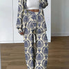 Ethnic Geometric Long Sleeve Shirt Trousers Suit