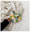 Ethnic Fluffy Bag For Women, 2025 New Fashion Trend, Floral Small Round Bag, Stylish And Versatile, Can Be Worn On One Shoulder Or Cross-body