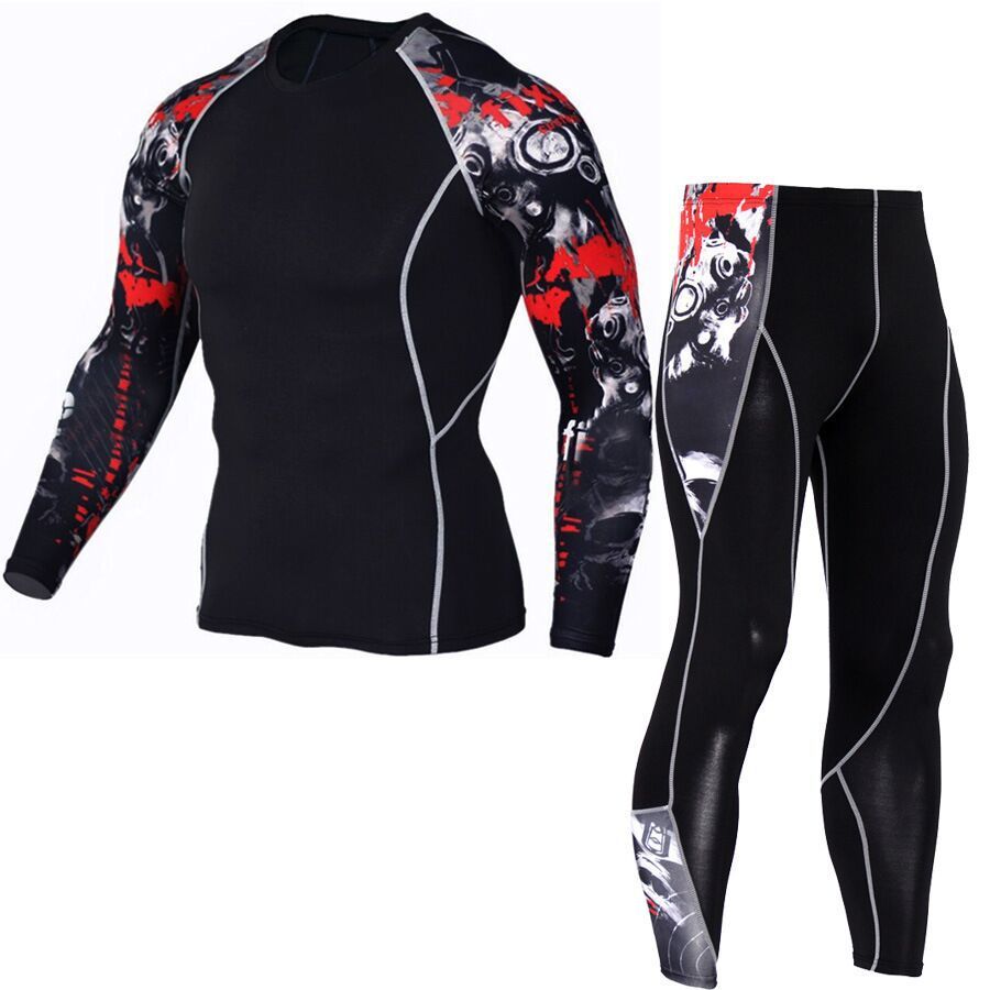 Men's Fashion And Comfort Printed Long Sleeve Gym Suit