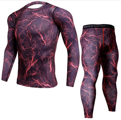 Long Sleeved Tight Fitting Men's Sports Quick Drying Fitness Suit Set