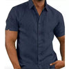 Men Short Sleeve Summer Solid Shirts Casual Loose Tops Tee