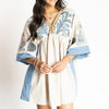 Women's Floral Printed 34 Sleeves V-neck Dress